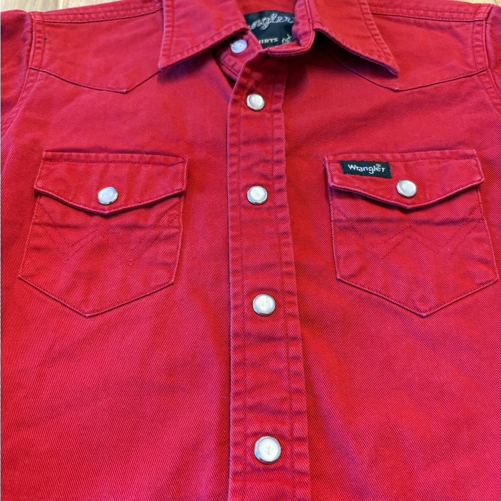Vintage Wrangler Toddler Red Pearl Snap Button-Front Western Shirt
